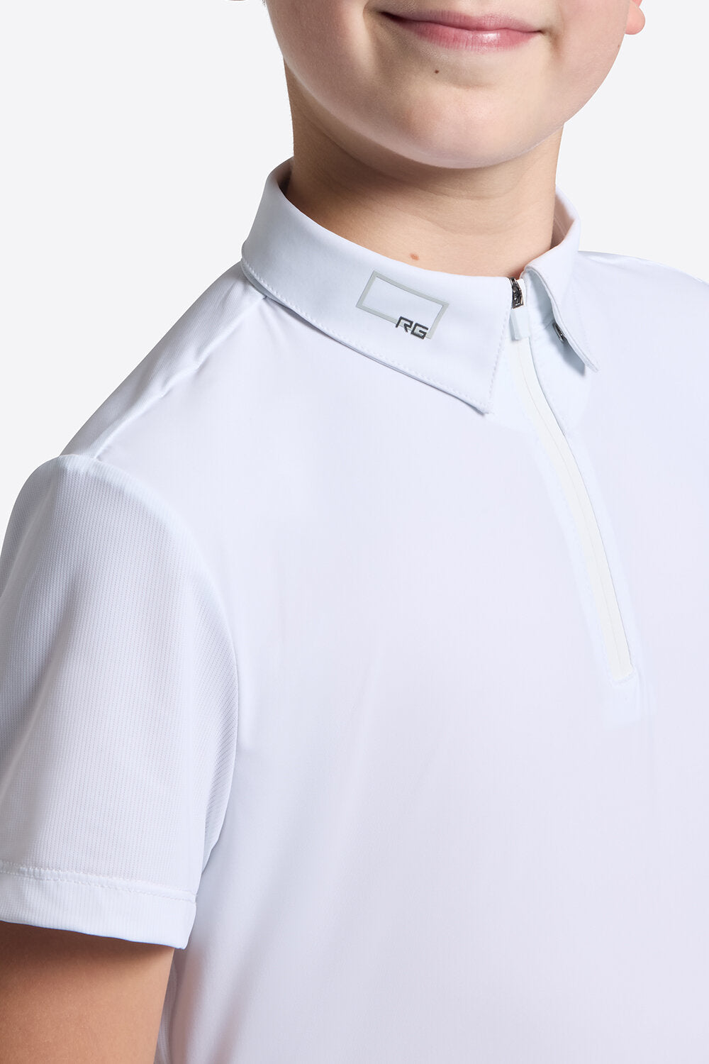 Boy's S Riding Shirt in Micro Perforated Jersey with Zip