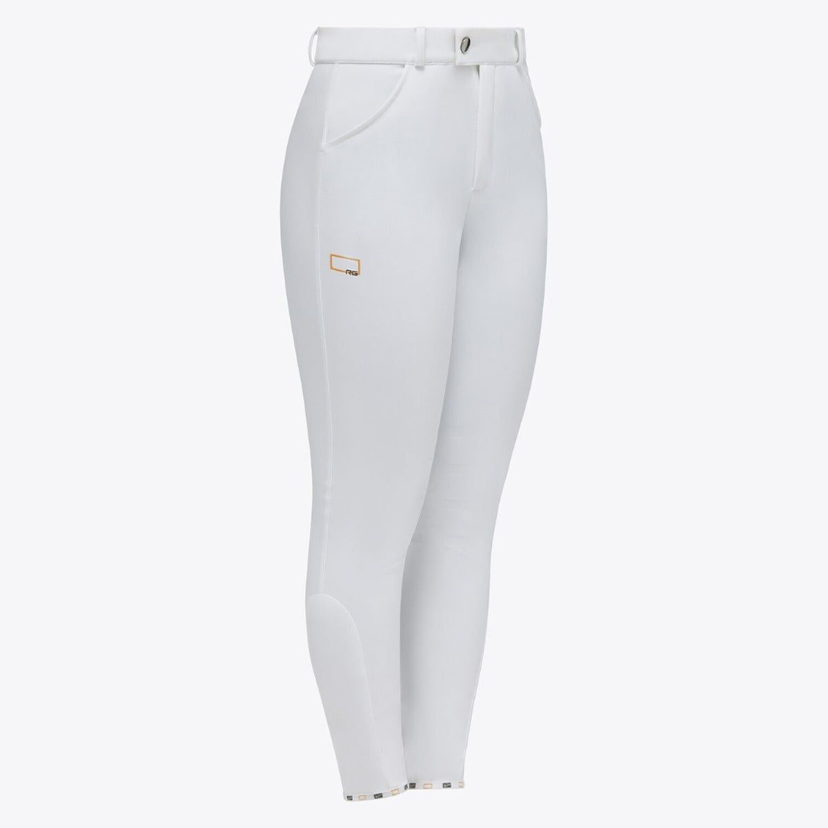 RG Junior's Unisex Jumping Breeches with Gel Knee Patches-White