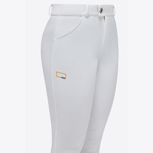 RG Junior's Unisex Jumping Breeches with Gel Knee Patches-White