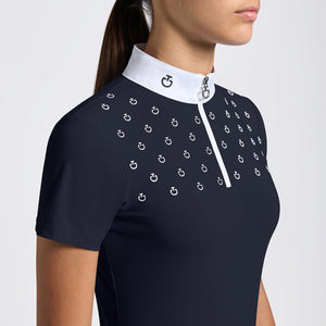 Cavalleria Toscana Girls' Short-Sleeve Competition Shirt with CT Logo Print