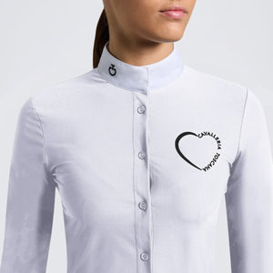Cavalleria Toscana Girl's Jersey Competition Shirt with Printed Logo L/S-White