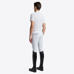 Cavalleria Toscana Men's Competition Shirt in Technical Piquet with Buttons S/S WHITE/KNIT