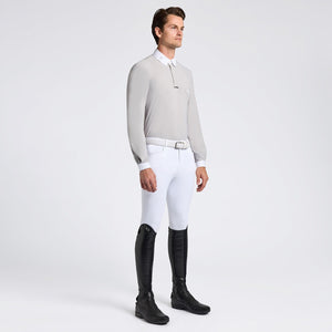 Cavalleria Toscana Men's Competition Shirt with Perforated Pocket L/S