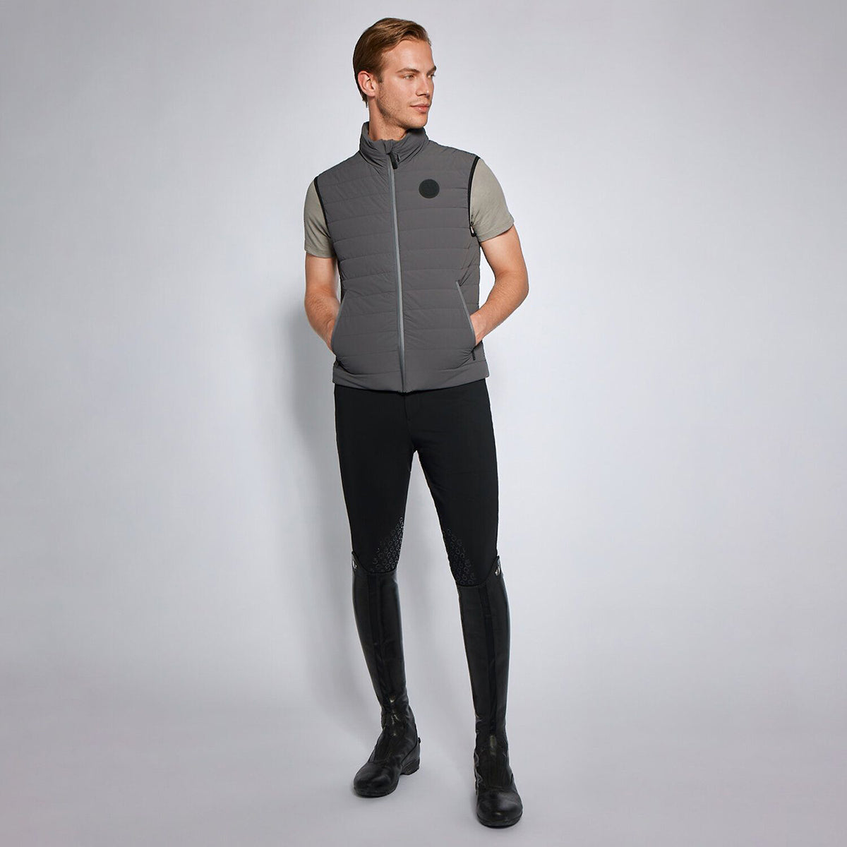 Cavalleria Toscana Men's Lightweight Puffer Vest w/ Hidden Hood