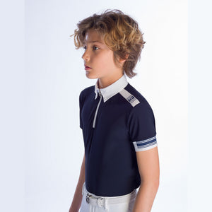 Cavalleria Toscana Boy's Jersey Competition Polo W'/Laser Cut Logo