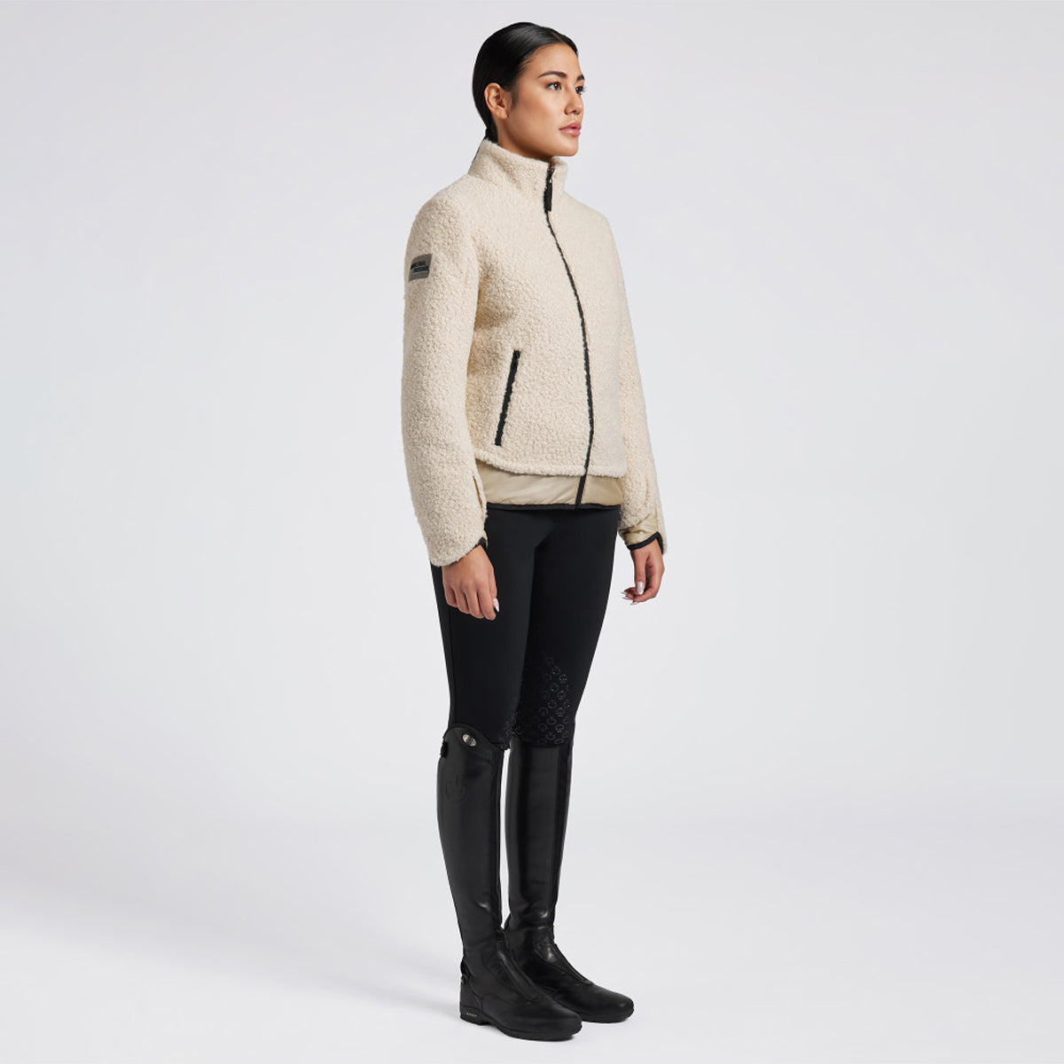 Cavalleria Toscana Women's Teddy Bear Fleece + Nylon Zip Up