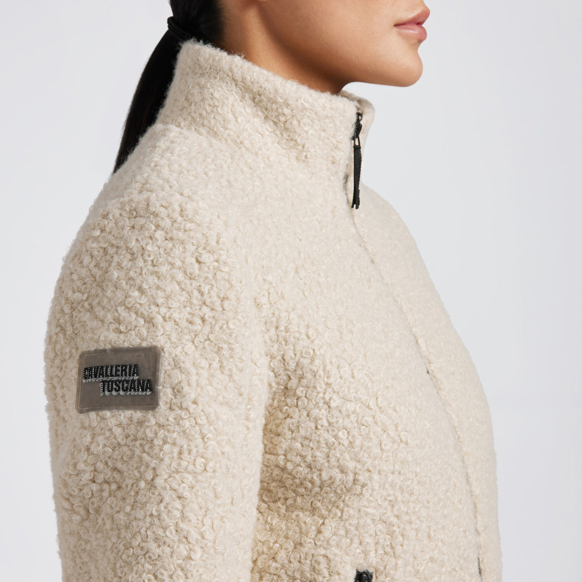 Cavalleria Toscana Women's Teddy Bear Fleece + Nylon Zip Up
