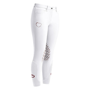 Cavalleria Toscana Girl's Mini Heart Knee Patch Breeches-White