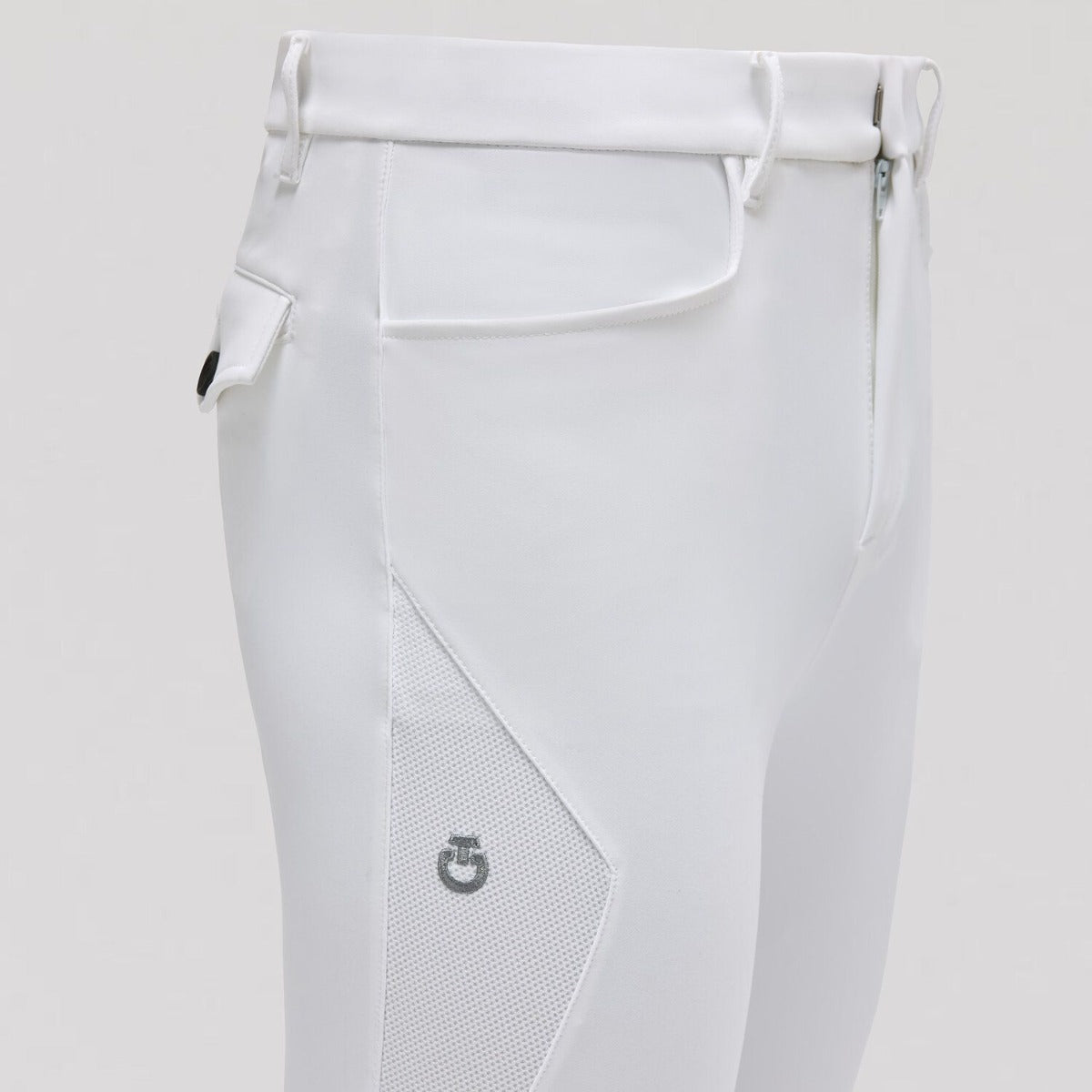 Cavalleria Toscana Men's Jersey Mesh Insert Riding Breeches-White