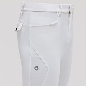 Cavalleria Toscana Men's Jersey Mesh Insert Riding Breeches-White