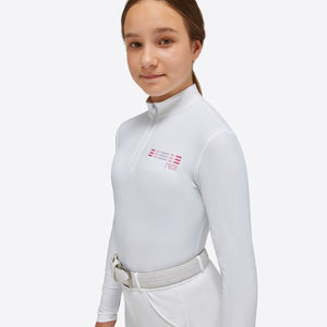 RG Girl's Jersey L/S Competition Zip Polo White