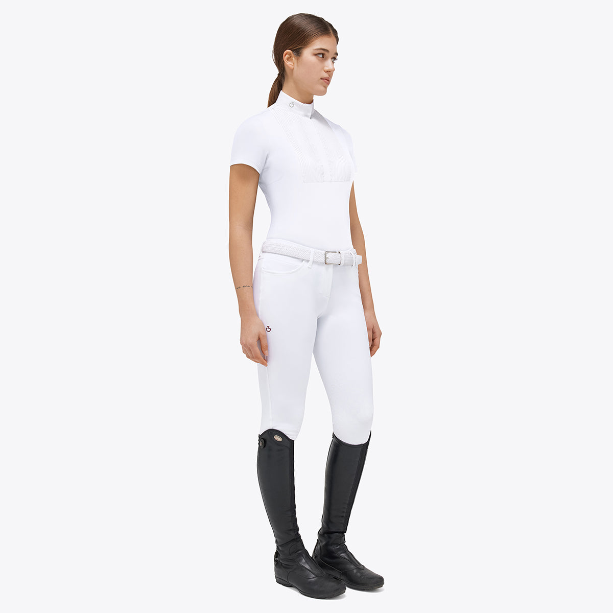 Cavalleria Toscana Women's Tech Piquet w/Cotton Pleated Bib S/S Competition Shirt