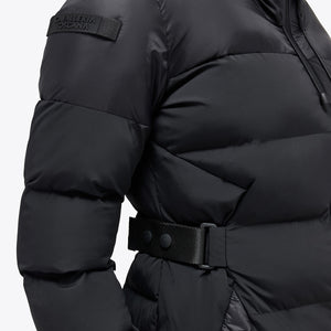 Cavalleria Toscana Women's Long Hooded Nylon Puffer Jacket w/ Belt
