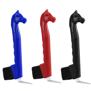 Horse Head Plastic Hoof Pick with Brush