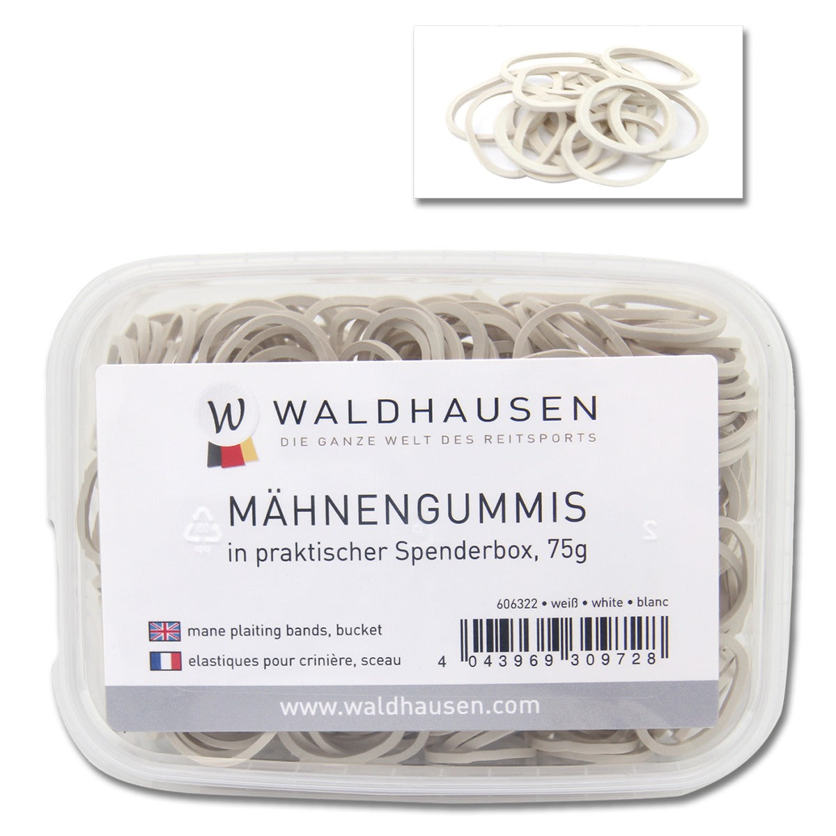 Elastic Bands supplied in a Dispenser Box - White