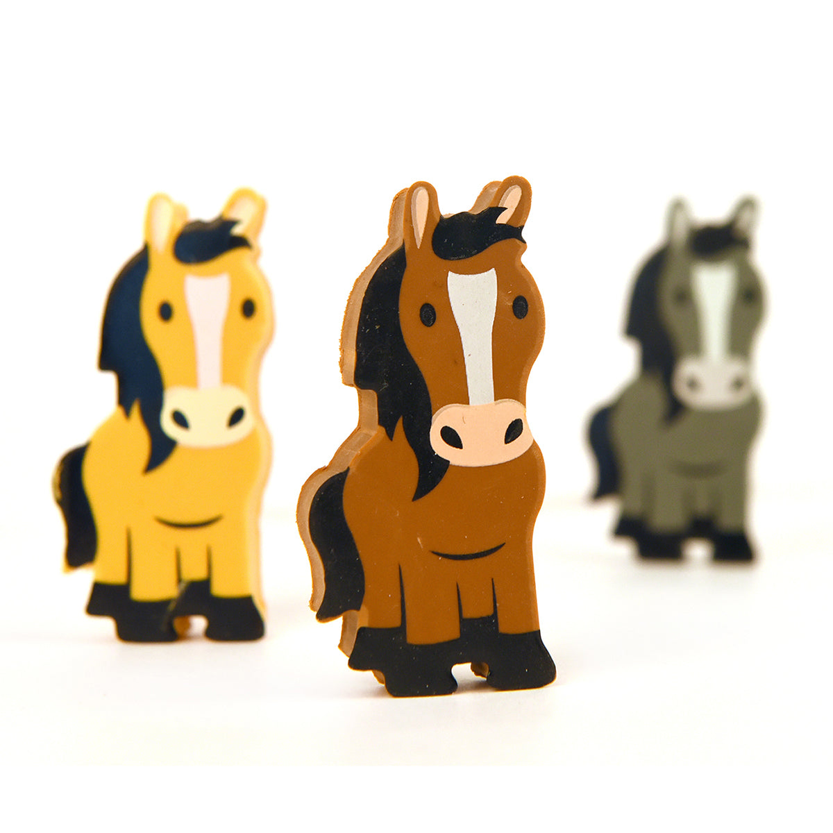 Rubber Erasers - Three Horses in Stable
