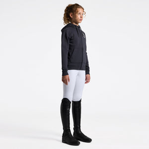 Girl's Hoodie with Zip and Floral Embroidery