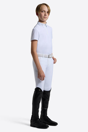 Boy's S Riding Shirt in Micro Perforated Jersey with Zip