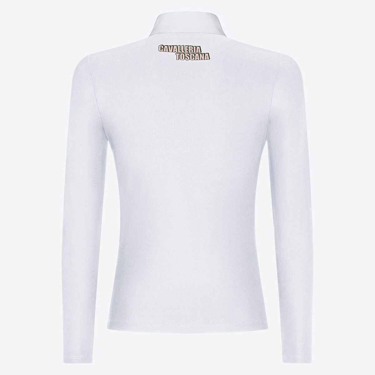 Cavalleria Toscana Girl's Competition Shirt in Technical Jersey with Zip L/S White