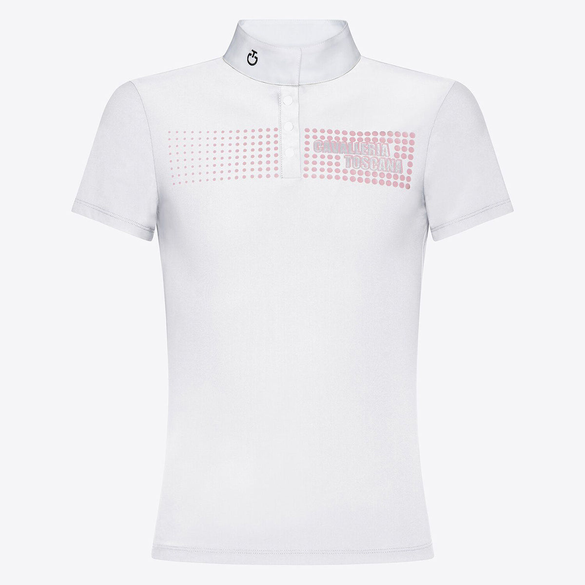 Cavalleria Toscana Girl's Competition Shirt in Technical Jersey with Buttons S/S White