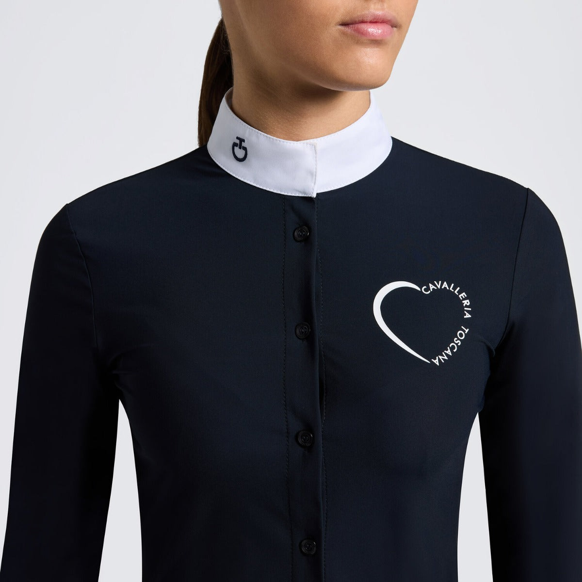 Cavalleria Toscana Girl's Jersey Competition Shirt with Printed Logo L/S