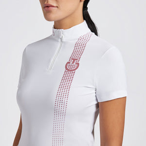 Cavalleria Toscana Women's Competition Shirt in Technical Jersey with Zip S/S White