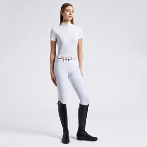Cavalleria Toscana Women's Competition Shirt in Technical Jersey with Buttons-White