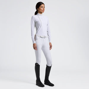 Cavalleria Toscana Women's L/S Bib Competition Shirt with Heat-Sealed Details-White