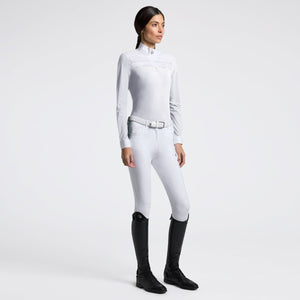 Cavalleria Toscana Women's L/S Competition Shirt with Pleated Insert-White