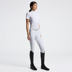 Cavalleria Toscana Women's Short Sleeve Show Shirt with Heat-Sealed Bib-White