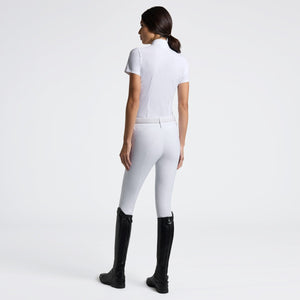 Cavalleria Toscana Women's Short Sleeve Show Shirt with Heat-Sealed Bib-White