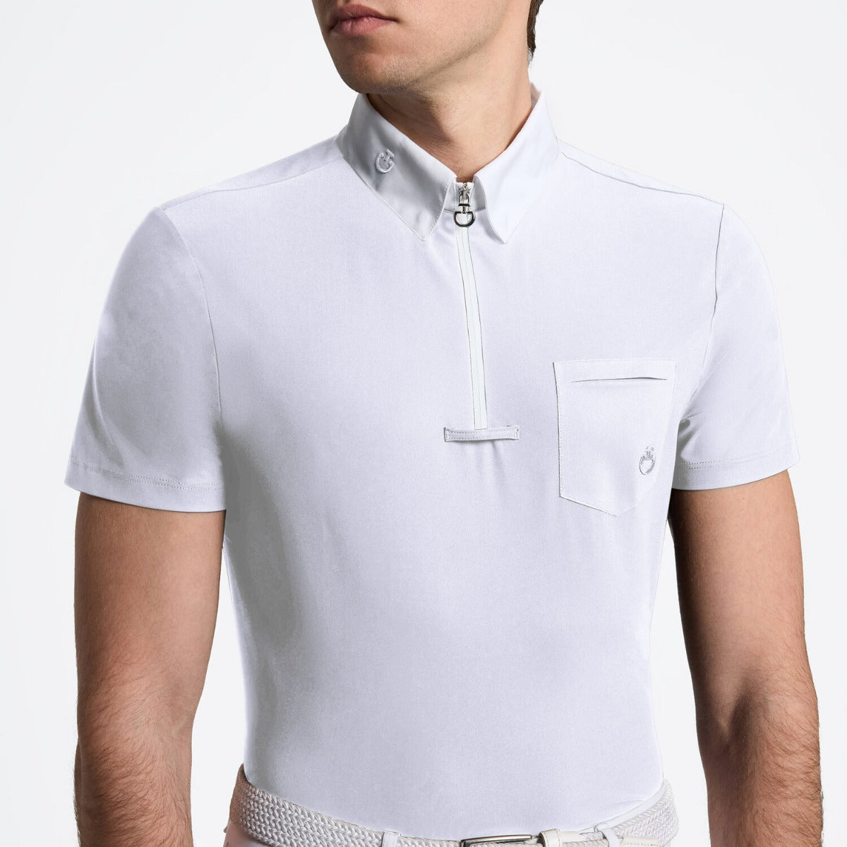 Cavalleria Toscana Men's S/S Competition Shirt with Pocket-White
