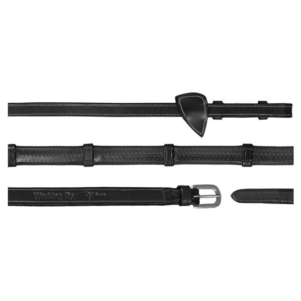 1/2" Rubber Reins With 7 Leather Loops By Dyon