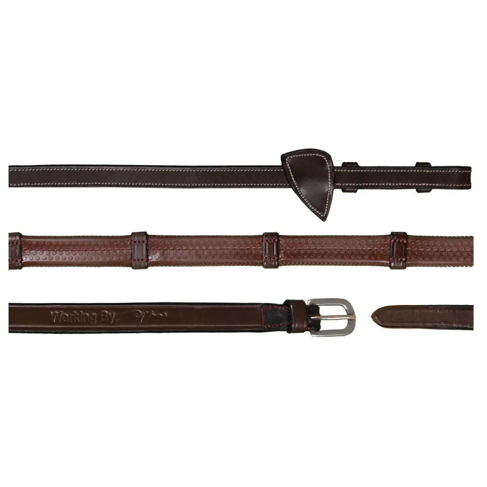 1/2" Rubber Reins With 7 Leather Loops By Dyon