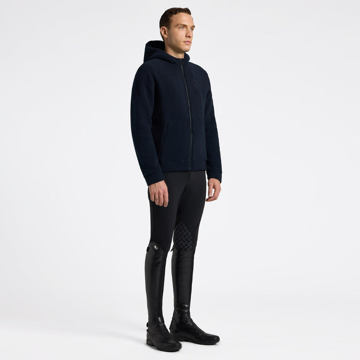 Cavalleria Toscana Men's Zip-Up Technical Fleece Hoodie