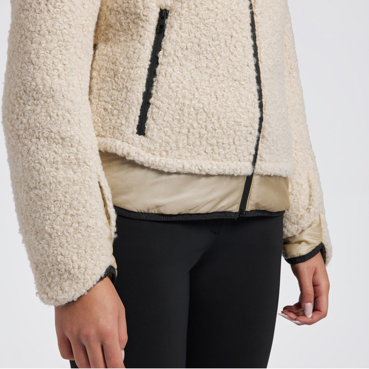 Cavalleria Toscana Women's Teddy Bear Fleece + Nylon Zip Up