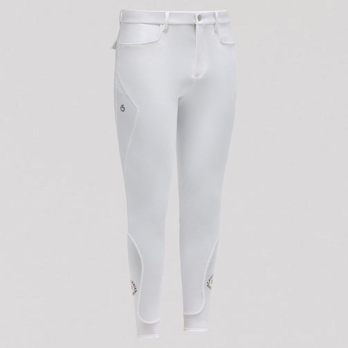 Cavalleria Toscana Men's Jersey Mesh Insert Riding Breeches-White