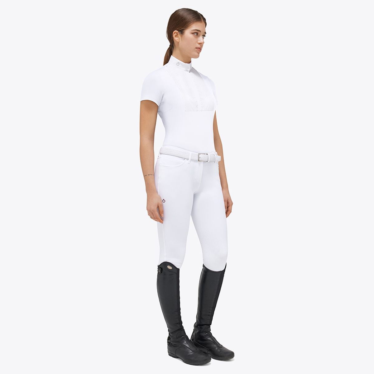 Cavalleria Toscana Women's Tech Piquet w/Cotton Pleated Bib S/S Competition Shirt