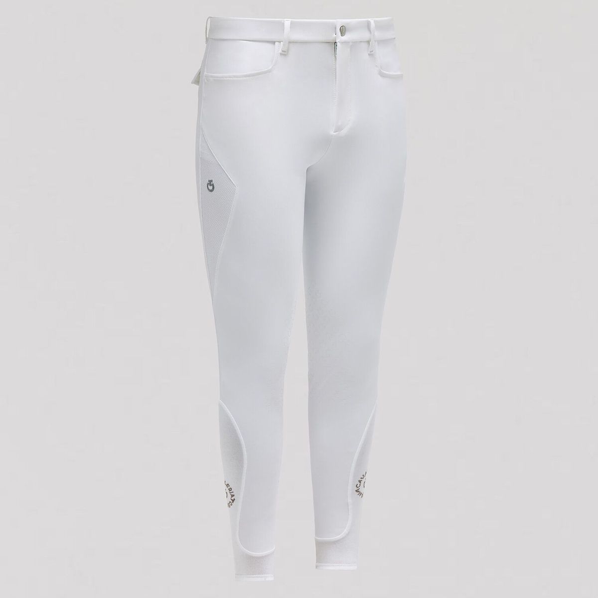 Cavalleria Toscana Men's Jersey Mesh Insert Riding Breeches-White