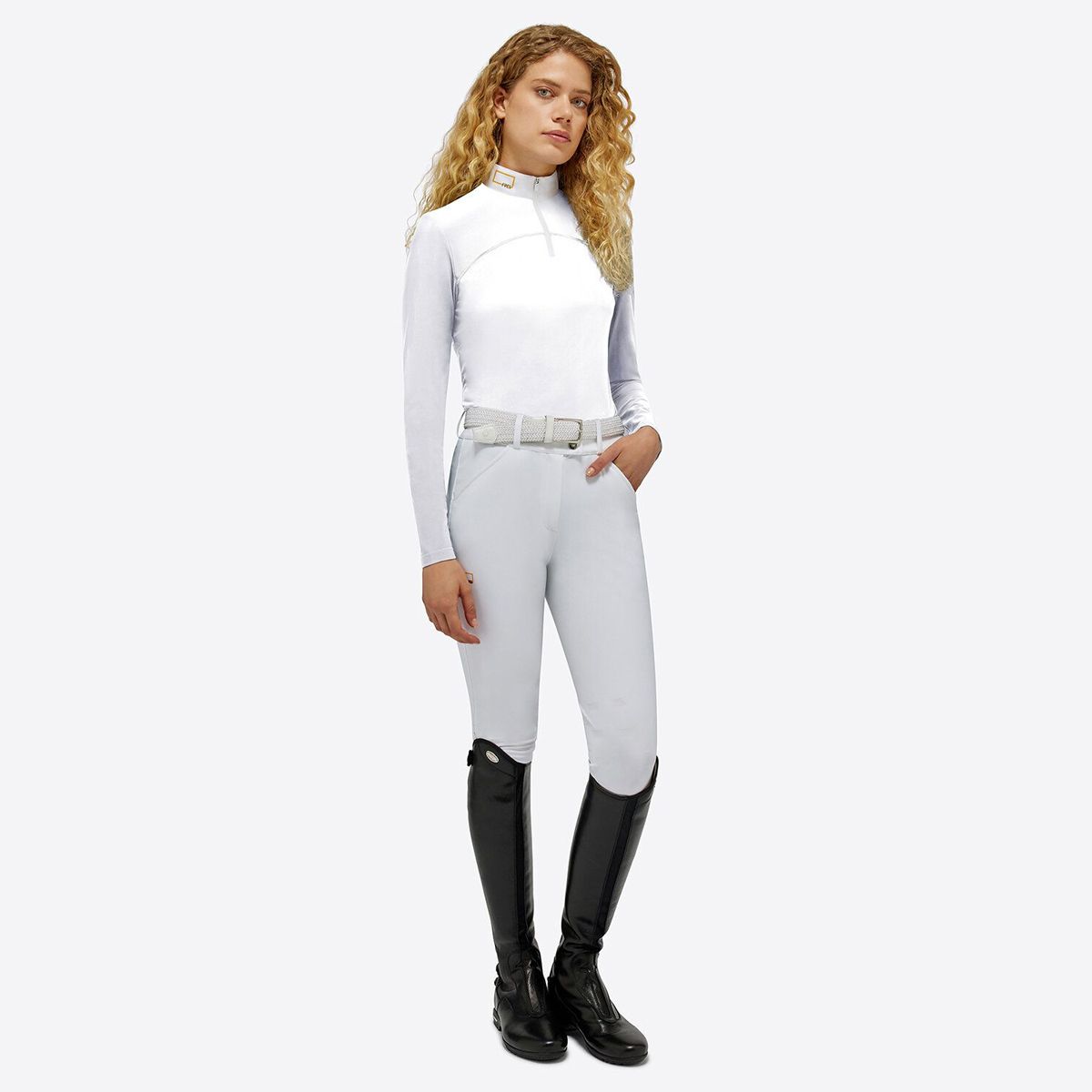 RG Women's Jersey L/S Competition Zip Polo White