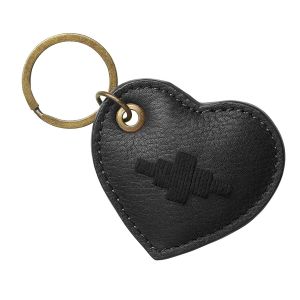 Pampeano  vida heart keyring - black leather with black stitching